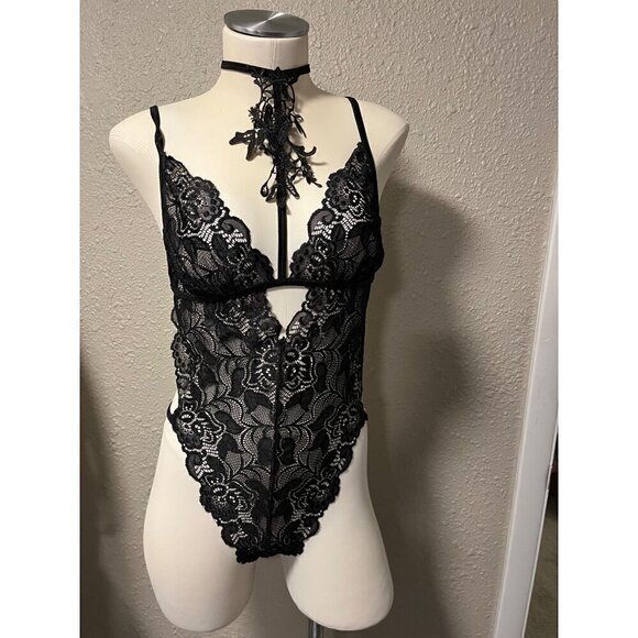 NWOT LACE TEDDY LINGERIE SIZE SMAL GSTRING CHOKER - Picture 9 of 9